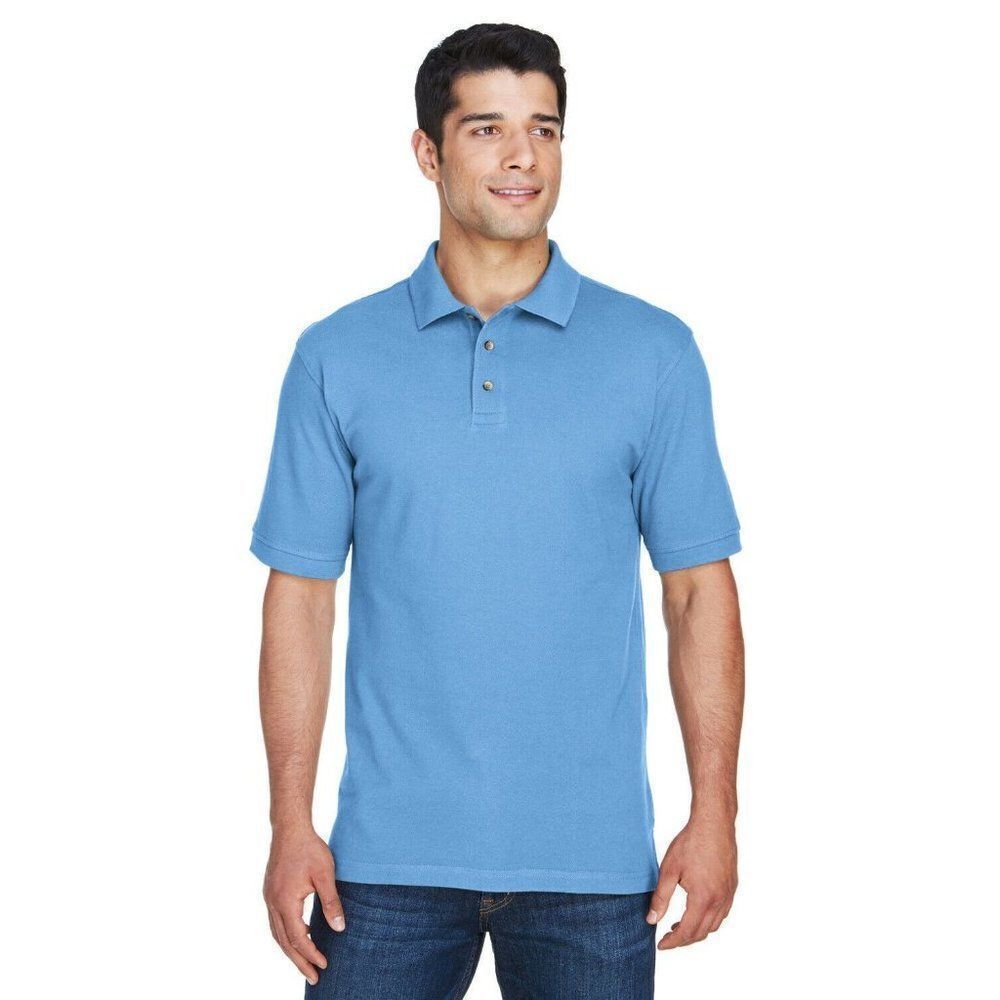 Harriton Mens Blue Pool Short Sleeve Collared Polo T Shirt Size Medium